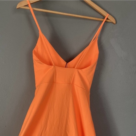 NWT SUSANA MONACO V-Neck A-Line Mini Dress in Electric Orange Neon Size M - Picture 4 of 7